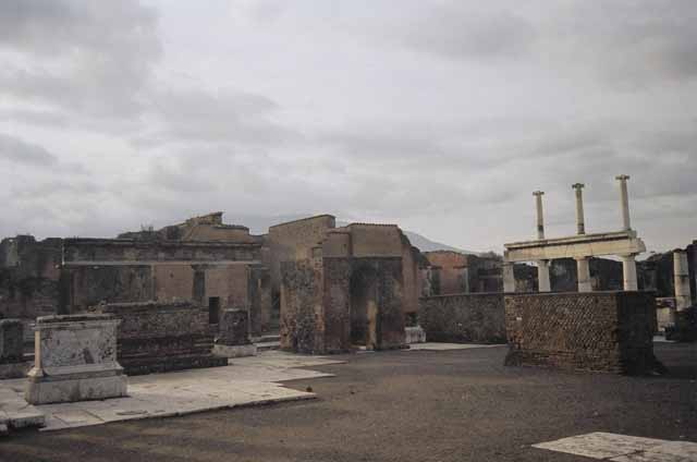 Arched monument at south end of Forum, looking north through the colonnade of Popidius. Between 1867 and 1874. Photo by Sommer and Behles. Photo courtesy of Charles Marty.