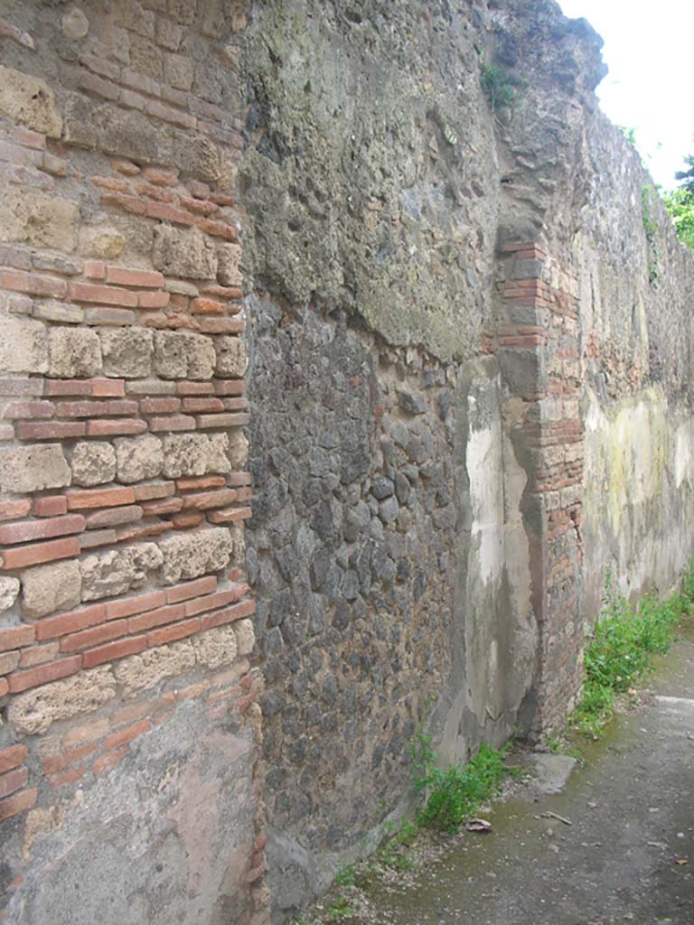 Porta Ercolano or Herculaneum Gate, Pompeii. May 2010. 
West side, looking north along west wall from south end. Photo courtesy of Ivo van der Graaff.
