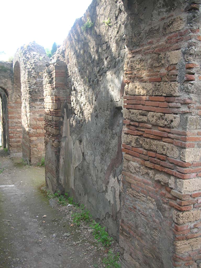 Porta Ercolano or Herculaneum Gate, Pompeii. May 2010.  
West side, looking north along east wall from south end. Photo courtesy of Ivo van der Graaff.
