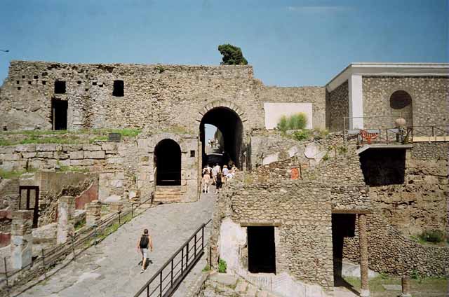 Pompeii Porta Marina. Old postcard of 1907. Photo courtesy of Rick Bauer.