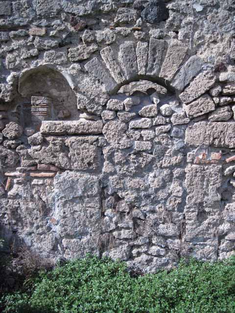 I.2.20 Pompeii. March 2009. Site of remains of wall dividing two rear rooms (across centre of picture).
