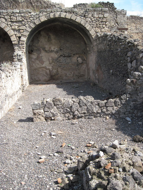 I.3.5 Pompeii. September 2010. North wall of rear vaulted room with doorway into the rear of I.3.6. Photo courtesy of Drew Baker