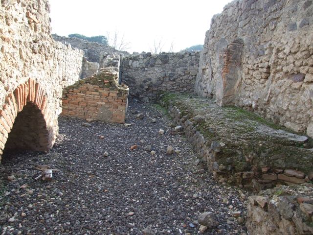 I.3.16 Pompeii. December 2007. East wall with arch to small room or cupboard, under staircase of I.3.17.