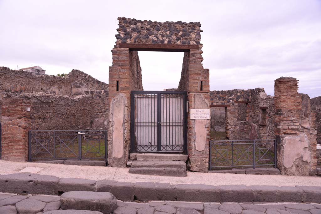 I.4.6 Pompeii, on left, I.4.5, in centre, and I.4.4, on right. October 2019. Looking east towards entrance doorways. 
Foto Tobias Busen, ERC Grant 681269 DCOR.

