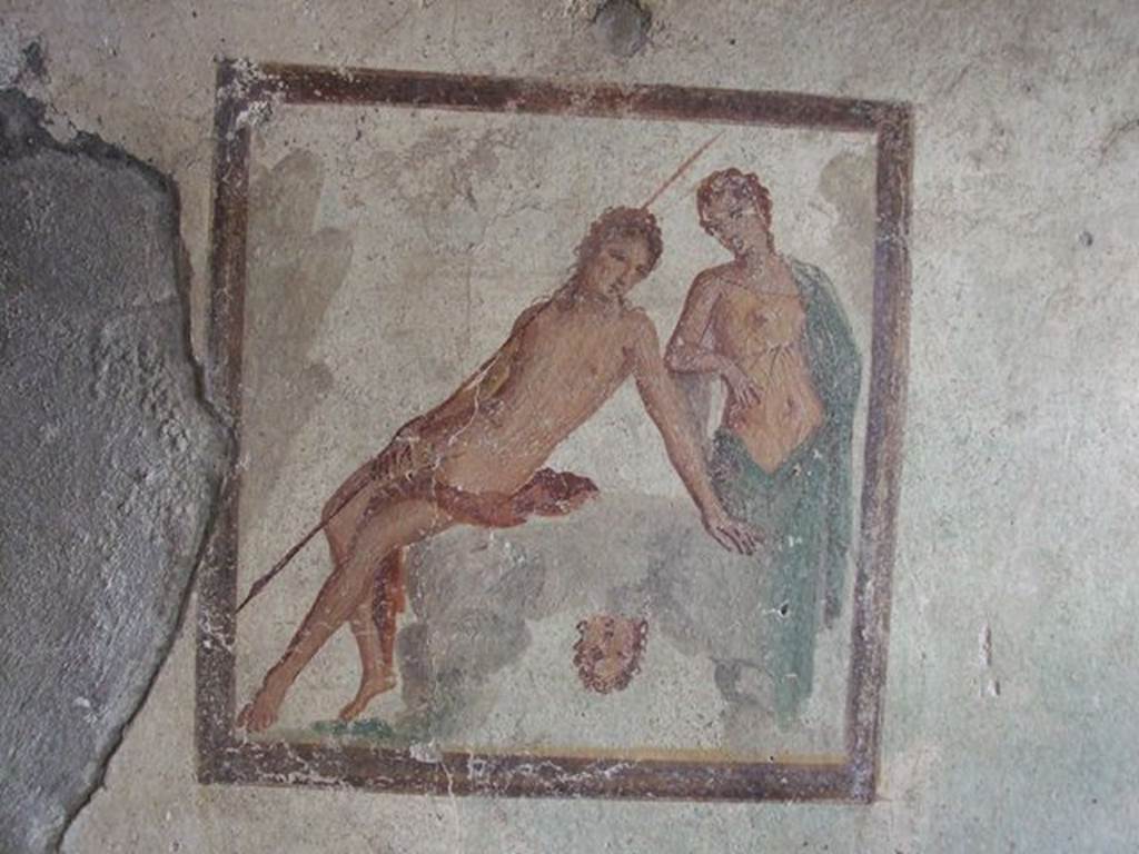 I.7.11 Pompeii. December 2006. Wall painting of Narcissus and Echo from north wall of bedroom on west side of atrium.
