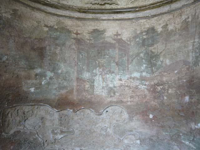 I.10.4 Pompeii. December 2006. Peristyle garden, bird painted on inside of painted pluteus of peristyle.