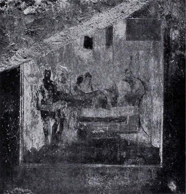 I.10.7 Pompeii. March 2009. Room 5.  Cubiculum. Painting of flying figure.