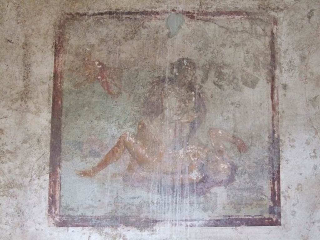 I.11.6 Pompeii. March 2009. Room 4, painting of Pyramus and Thisbe, from east wall. 
See Bragantini, de Vos, Badoni, 1981. Pitture e Pavimenti di Pompei, Parte 1. Rome: ICCD. Page 151.
See Mileti, M. C., 2000. La casa I, 11, 6-7 a Pompeii: Rivista di Studi Pompeiani XI, p. 109, fig. 21.
