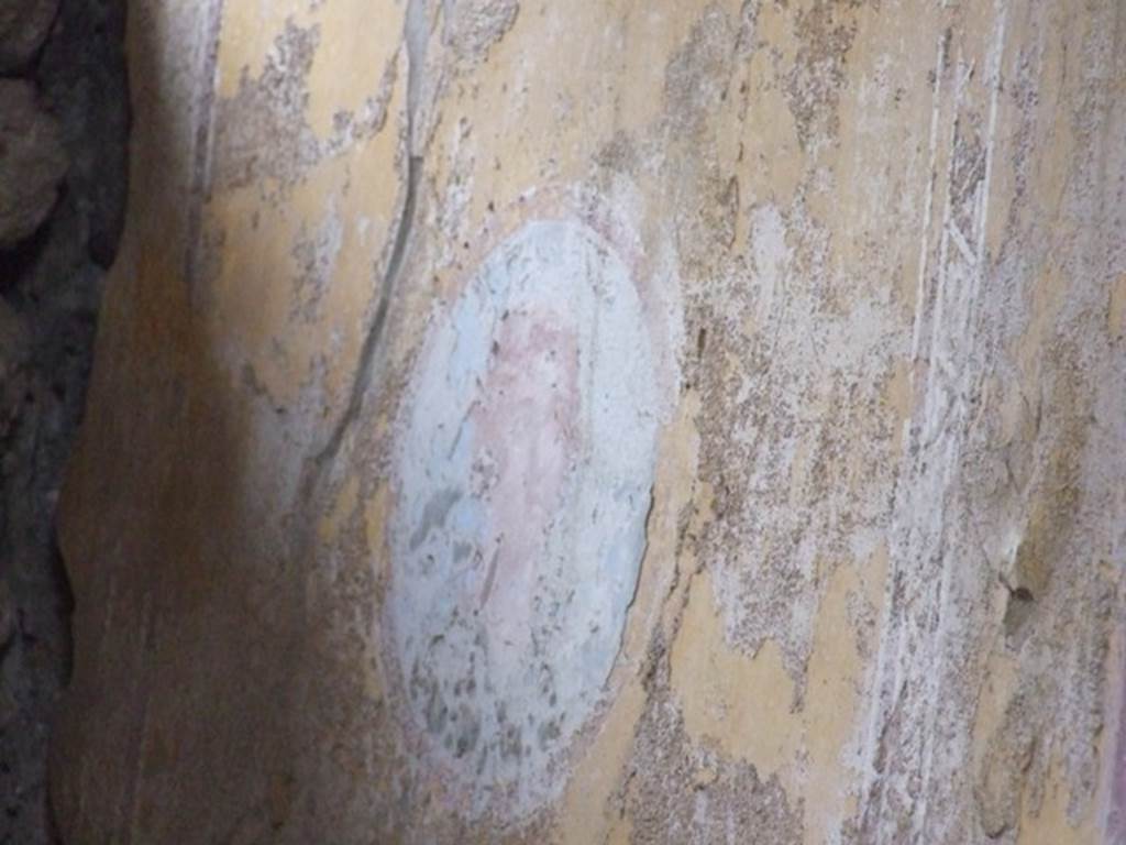 I.11.6 Pompeii. March 2009. Entrance vestibule. East wall. Medallion with female face.