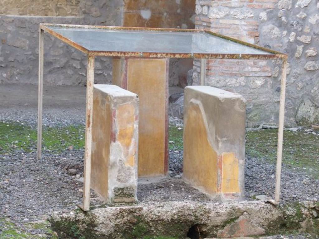 I.11.6 Pompeii. December 2007. Looking across atrium. Table supports and pedestal on which the statue of the Venus in the Bikini was probably found.


