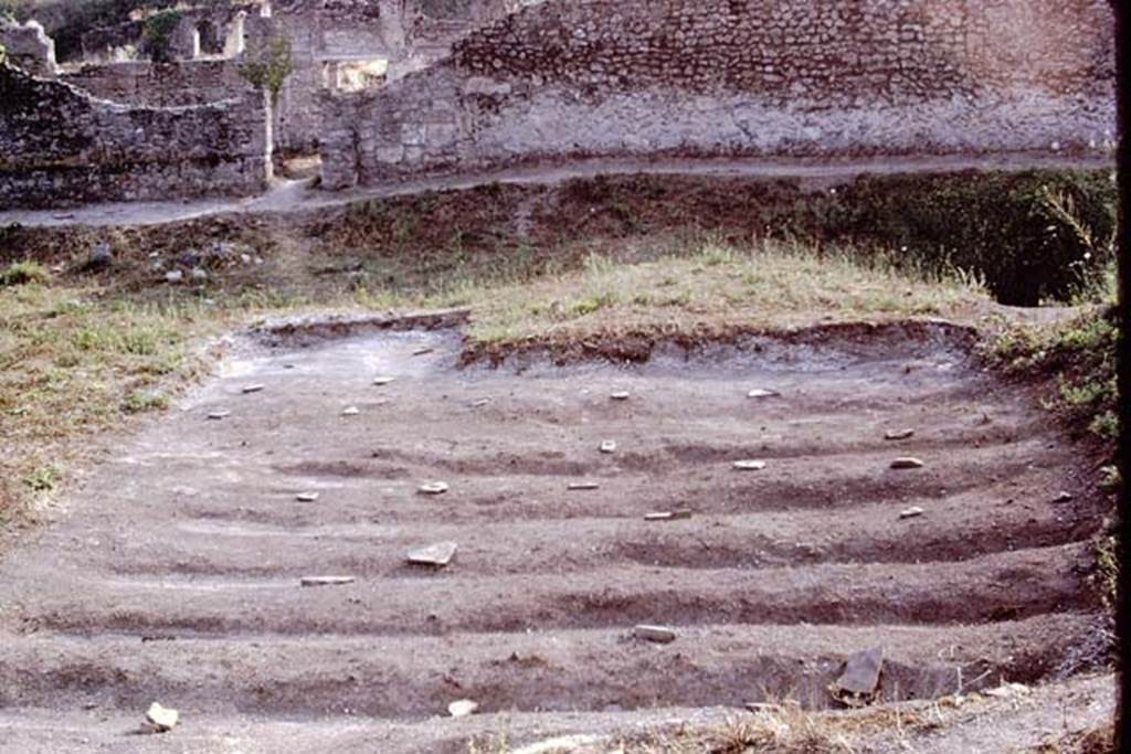 I.15.3 Pompeii. 1972. Looking west across site towards doorway at I.15.4, across lines of protected root cavities. Photo by Stanley A. Jashemski. 
Source: The Wilhelmina and Stanley A. Jashemski archive in the University of Maryland Library, Special Collections (See collection page) and made available under the Creative Commons Attribution-Non Commercial License v.4. See Licence and use details. J72f0279
