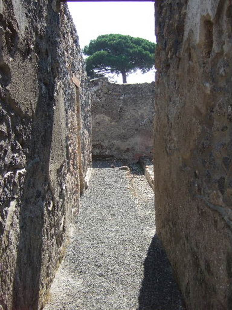 I.21.5 Pompeii. September 2005. Looking south through corridor to garden.
