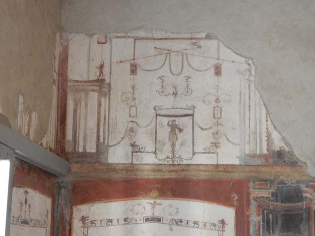 II.2.2 Pompeii.  December 2005.   Room 11.  West end of upper euripus.  
Painting of Actaeon being attacked by the goddess Diana�s dogs.
