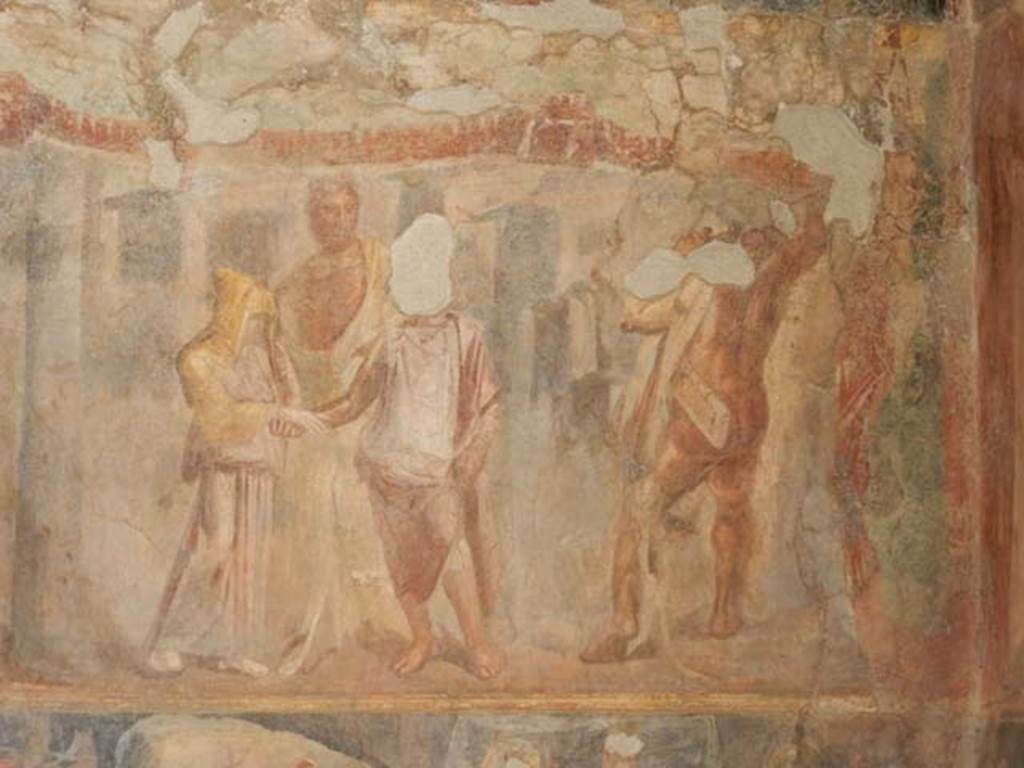II.2.2 Pompeii. May 2016. Room “h”, south end of east wall. The larger upper section depicting Hesione and Telamon.
Photo courtesy of Buzz Ferebee.

Photo courtesy of Buzz Ferebee.

