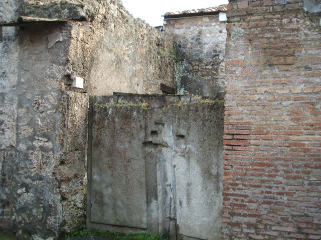II.3.2 Pompeii. March 2009. West wall of workshop, site of stairs to upper floor.