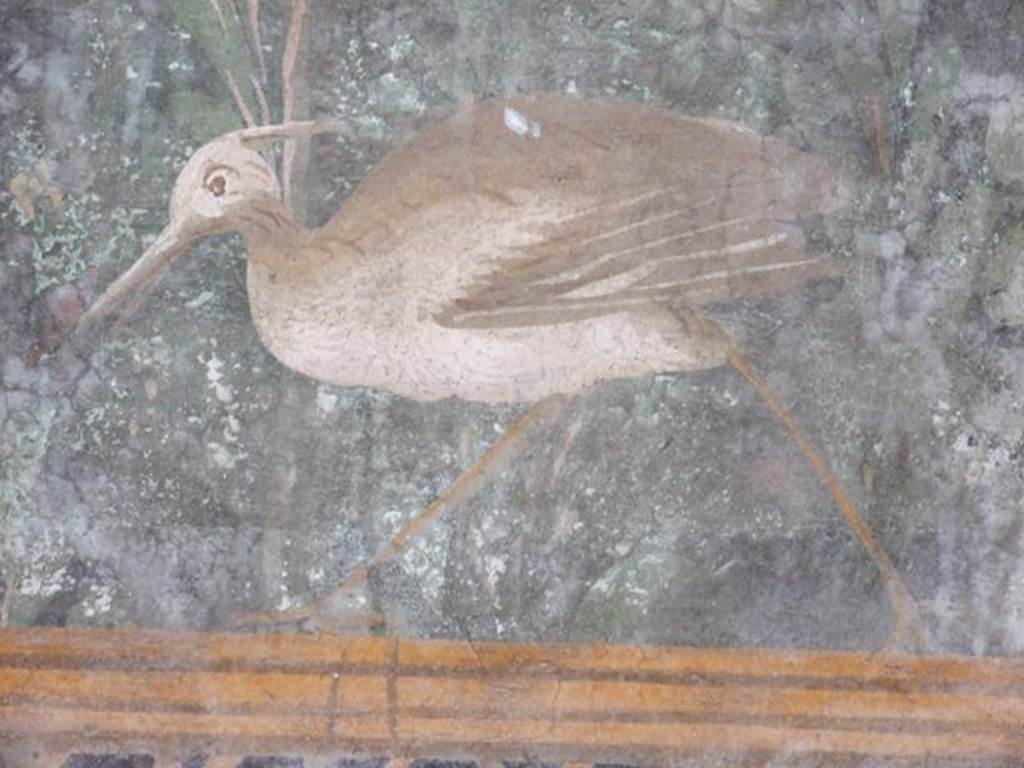 II.3.3 Pompeii. December 2006. Room 11, west panel of south wall of peristyle.  Detail of wall painting of heron.

