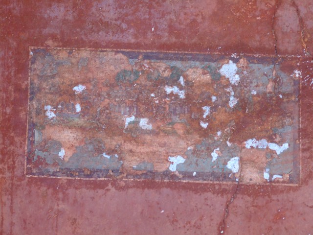 II.3.3 Pompeii. March 2009. Room 11, painted face on upper west wall of west portico, above doorway to room 12. 