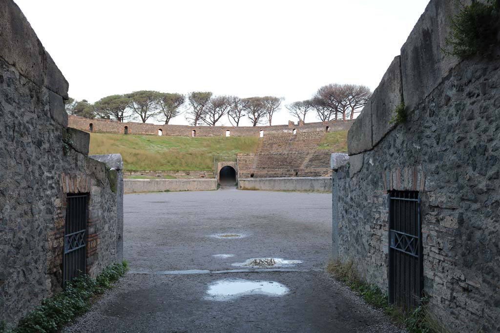 II.6 Pompeii. December 2018. Looking north from exit on south side of Amphitheatre. Photo courtesy of Aude Durand.