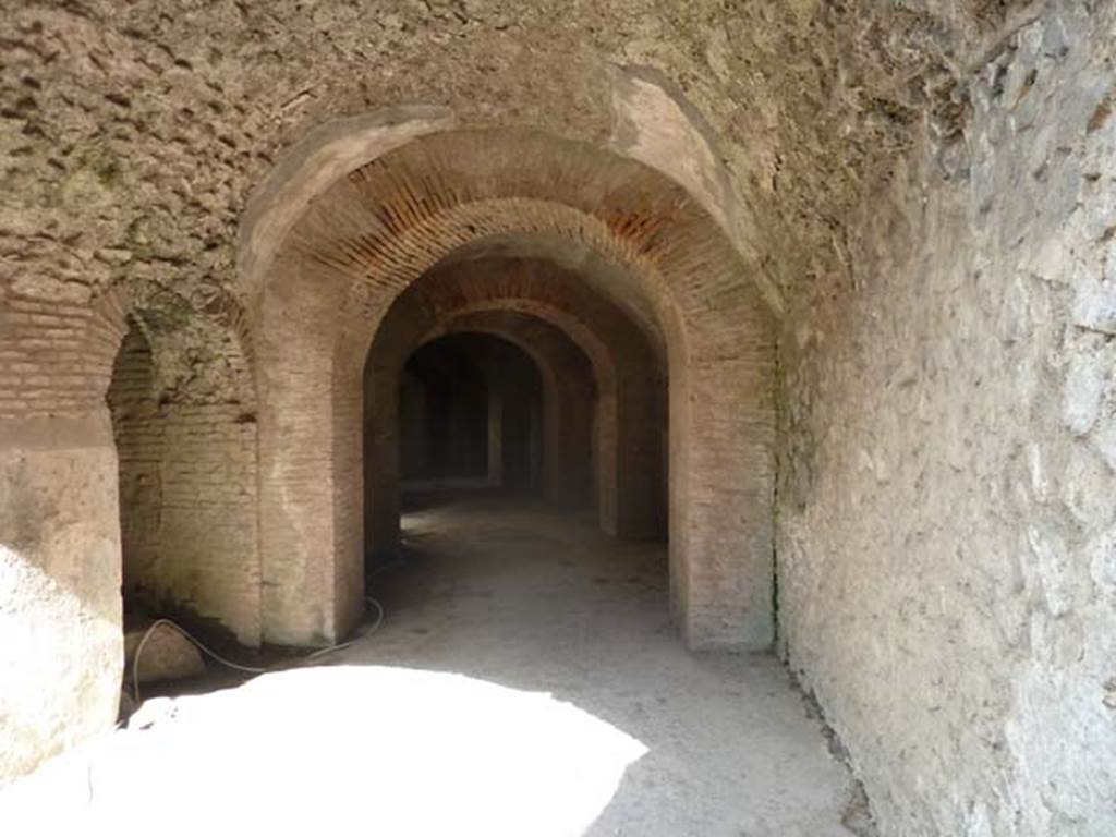 II.6 Pompeii. September 2015. Corridor under Amphitheatre, south-east side leading north-east.