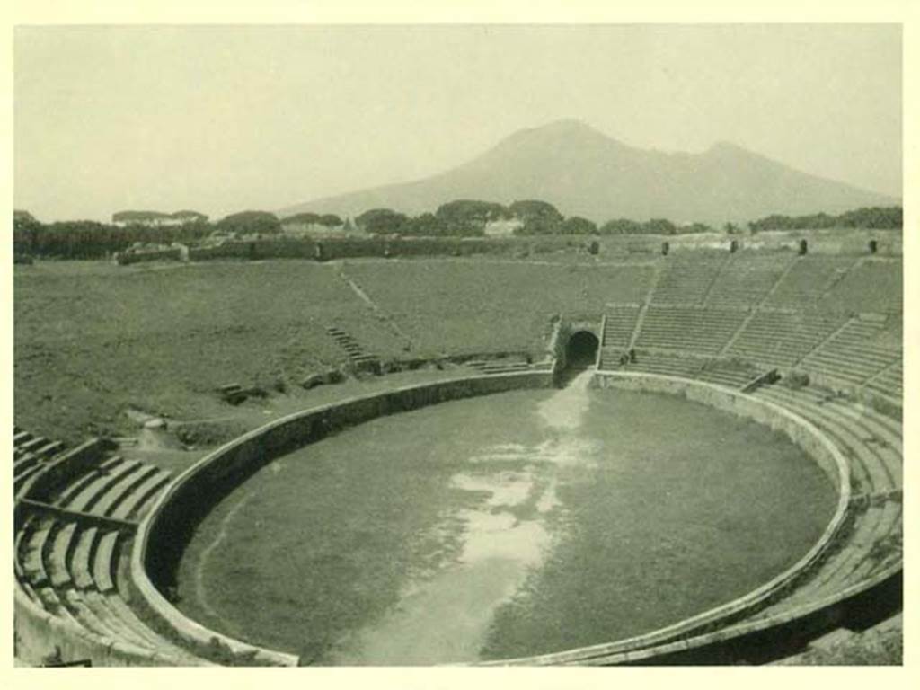 II.6 Pompeii. 1940. Looking north across arena from upper level of the Amphitheatre. Photo courtesy of Rick Bauer.
