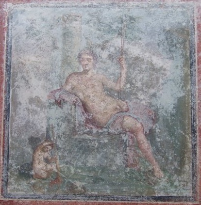 V.3.6 Pompeii. March 2009. Triclinium. West wall, painted panel.