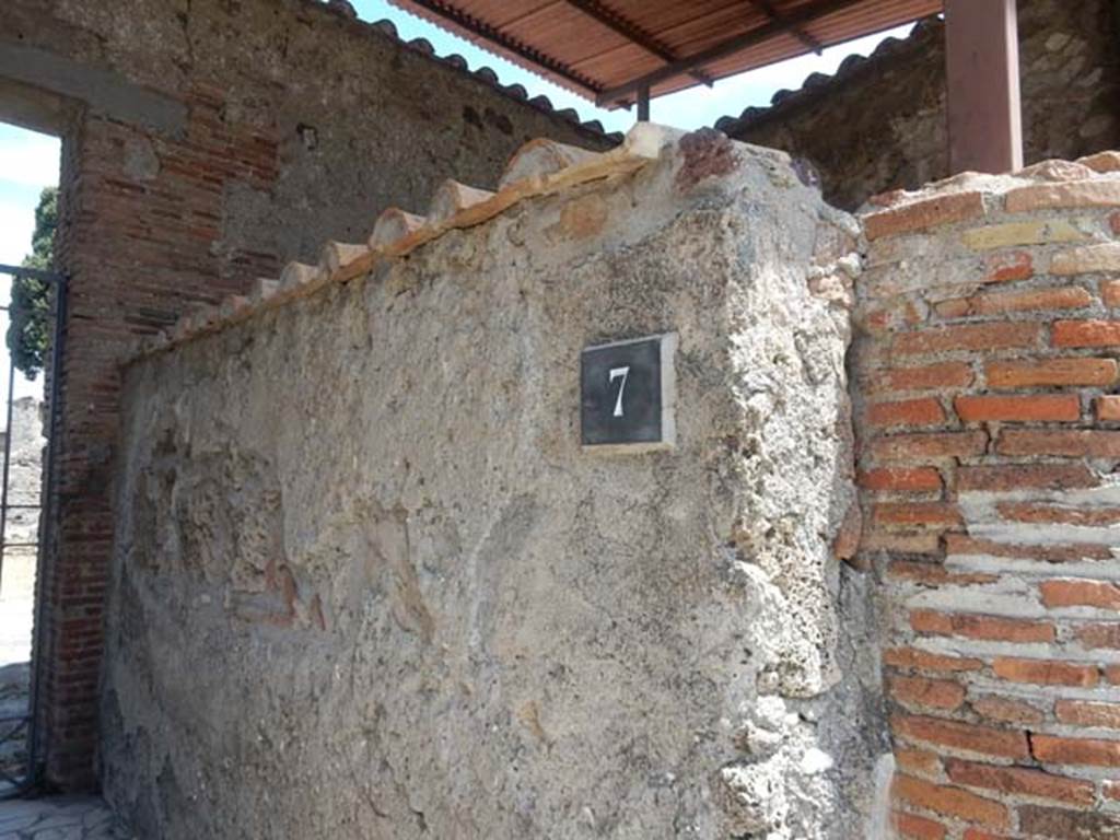 VI.1.7 Pompeii. May 2017. South wall of entrance corridor. Photo courtesy of Buzz Ferebee.