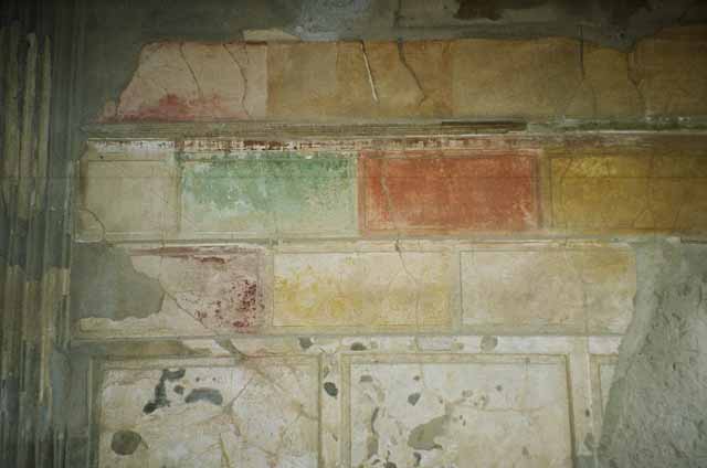 VI.2.4 Pompeii. 1882. Drawing of decoration on wall in second room on right of atrium. See Mau, A. 1882. Geschichte der Decorativen Wandmalerei in Pompeji. Berlin: Reimer. (Taf 1b).