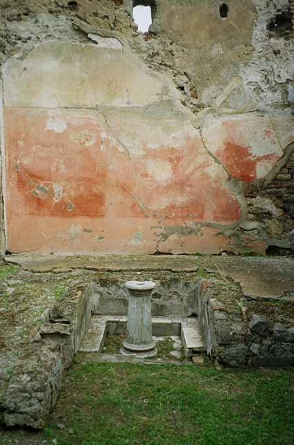 VI.2.4 Pompeii. 1824. Drawing of south wall of garden with rooms either side of the painting of Diana and Acteon. See Mazois, F., 1824. Les Ruines de Pompei: Second Partie. Paris: Firmin Didot. (pl. 39, 1).