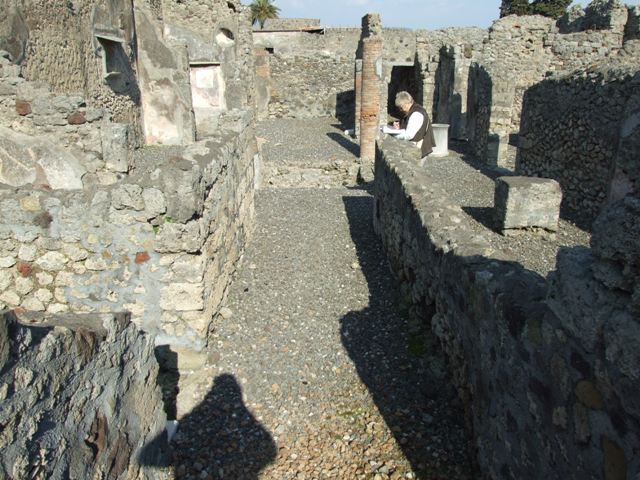 VI.7.3 Pompeii. March 2009. Marble step at entrance.