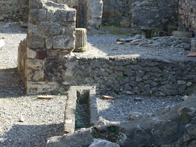 VI.7.7 Pompeii. March 2009. Looking south from Kitchen area, along Corridor to front entrance.