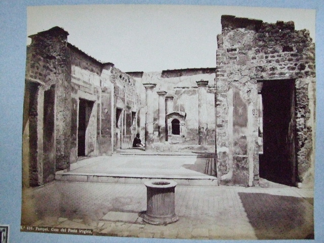 VI.8.5 Pompeii. Old postcard, date unknown. Looking across the tablinum to the peristyle. Photo courtesy of Rick Bauer.