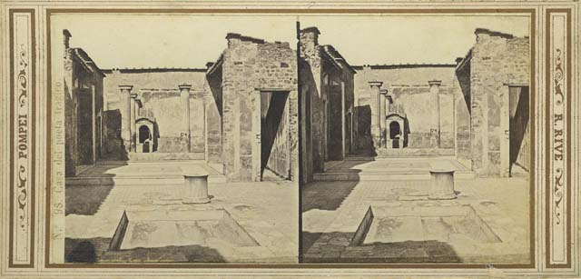 VI.8.5 Pompeii. Between 1867 and 1874. Looking across impluvium to tablinum and peristyle. 
Stereoview by Sommer & Behles. Photo courtesy of Rick Bauer.

