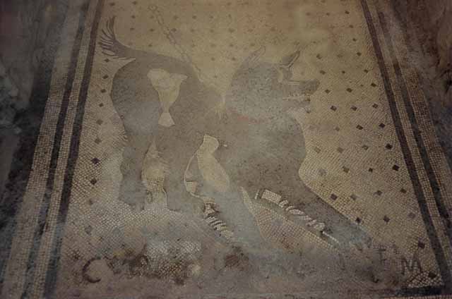VI.8.5 Pompeii.  Found 4th December 1824.  Wall between rooms 2 and 3: One of the six panels, more than 4 foot high, that used to adorn the walls of the atrium. Wall painting of The delivery of Briseis to the messenger of Agamemnon. Now in Naples Archaeological Museum.  Inventory number 9105. See Mau, A., 1907, translated by Kelsey F. W. Pompeii: Its Life and Art. New York: Macmillan. (p.316 & 317).