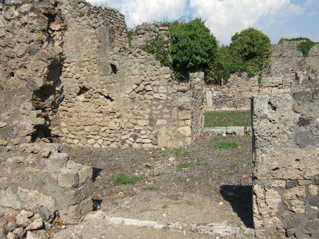 VI.11.5 Pompeii. September 2005. Looking west from garden area towards triclinium in north-west corner of garden.