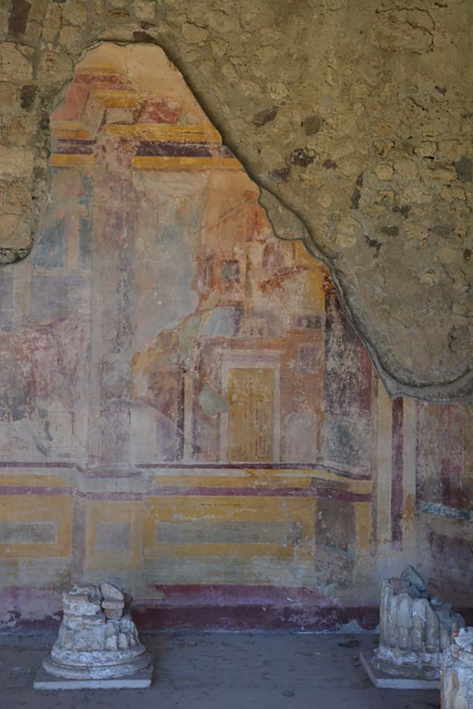 VI.11.10 Pompeii. November 2017. Room 43, detail of north wall towards east end.
Foto Annette Haug, ERC Grant 681269 DÉCOR
