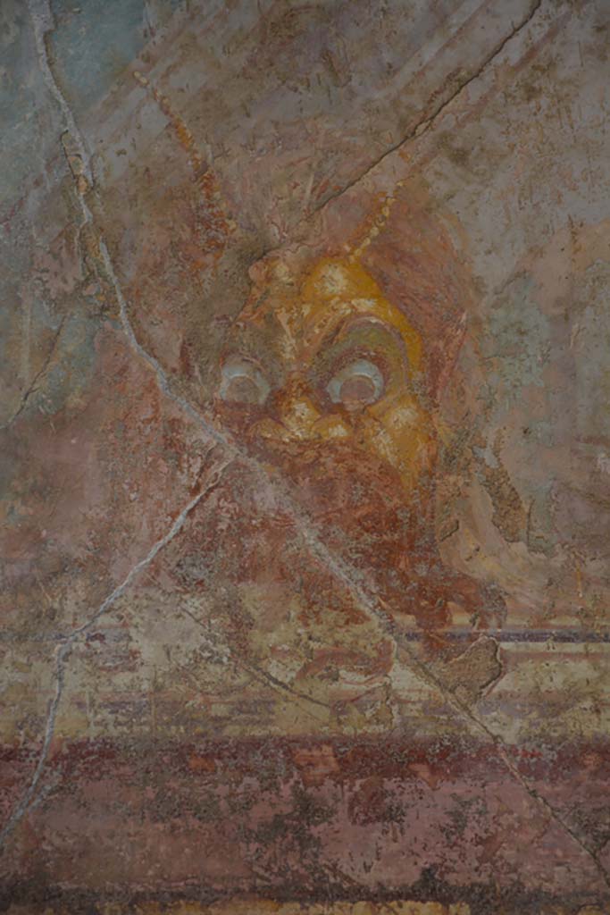 VI.11.10 Pompeii. November 2017. Room 43, painted mask from east wall at south end.
Foto Annette Haug, ERC Grant 681269 DÉCOR
