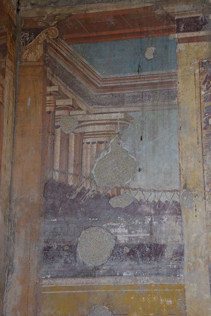 VI.11.10 Pompeii. November 2017. Room 46, detail from upper north wall in north-west corner.
Foto Annette Haug, ERC Grant 681269 DÉCOR
