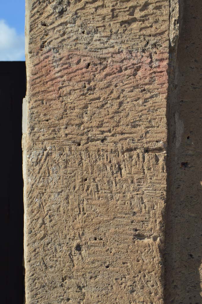 VI.12.2 Pompeii. March 2018. Pilaster on west (left) side of entrance doorway.
Foto Taylor Lauritsen, ERC Grant 681269 DÉCOR.

