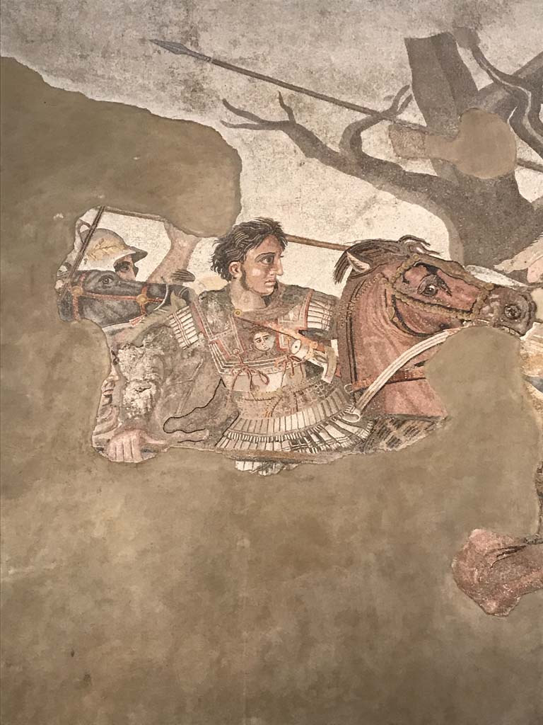 VI.12.2 Pompeii. April 2019. Detail from original Alexander mosaic found in VI.12.2 on 24th October 1831. 
Now in Naples Archaeological Museum. Inventory number 10020.
Photo courtesy of Rick Bauer.
