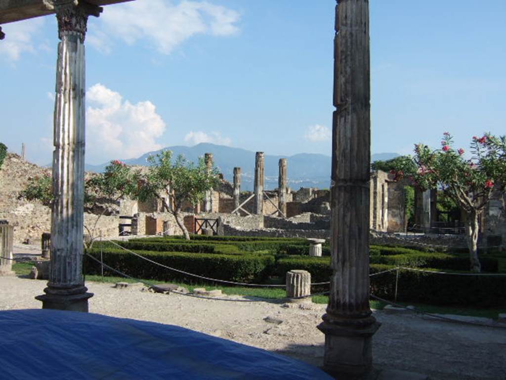 VI.12.2 Pompeii. September 2015. East wall of oecus.