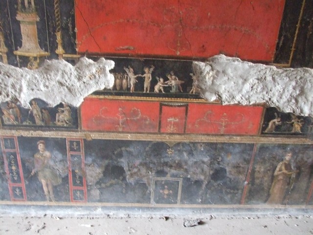 VI.15.1 Pompeii. January 2023. 
West wall in north-west corner. Photo courtesy of Miriam Colomer.
