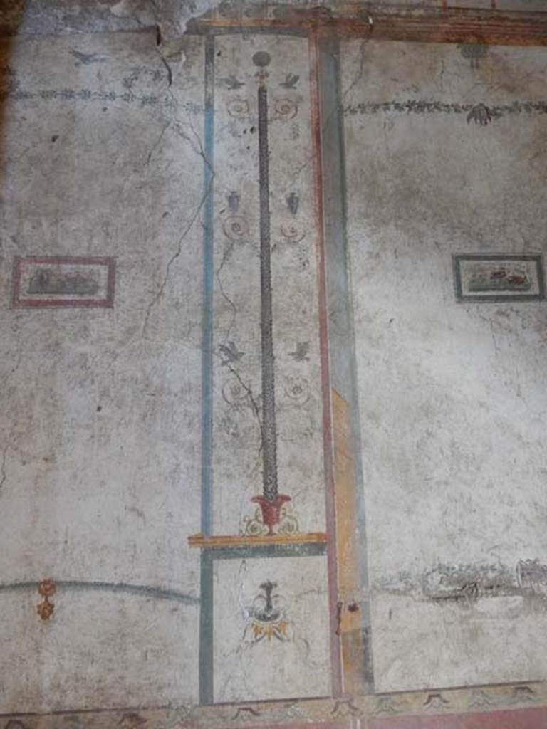 VI.15.1 Pompeii. May 2017. Painted panel from south end of west wall. Photo courtesy of Buzz Ferebee.
