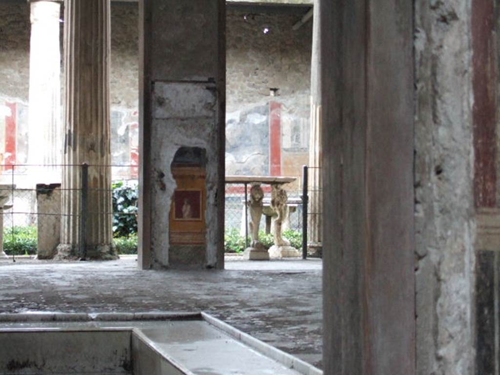 VI.15.1 Pompeii. May 2017. Painted panel on west wall of atrium, leading onto peristyle. Photo courtesy of Buzz Ferebee.
