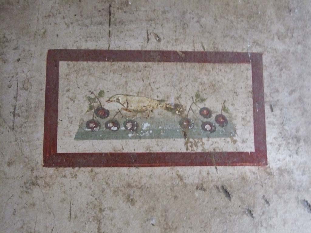 VI.15.1 Pompeii. October 2001. Painted panel from east end of south wall in bedroom on north side of entrance corridor.  Photo courtesy of Peter Woods. 

