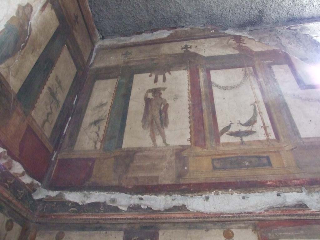 VI.15.1 Pompeii. December 2006. Detail of painting in oecus on south side of atrium.