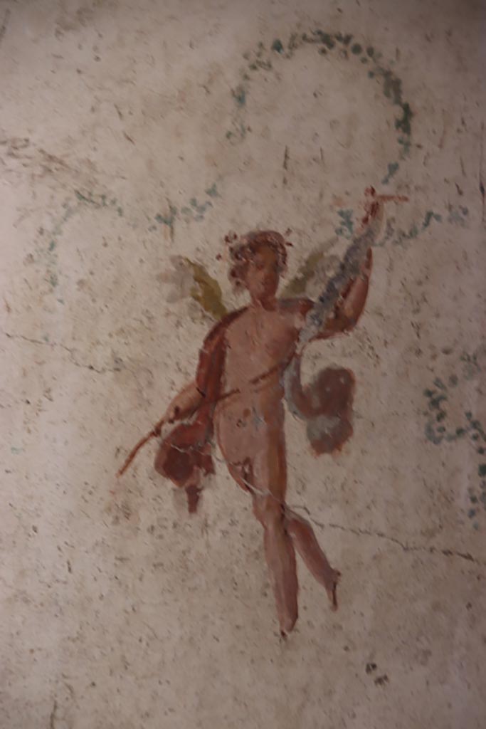 VI.15.1 Pompeii.  December 2006.  Detail of painted figures in bedroom to the South of Atrium.


