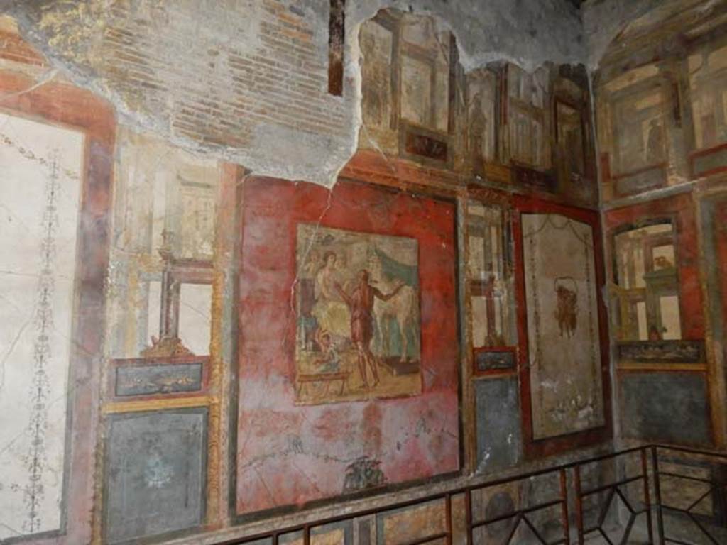 VI.15.1 Pompeii. December 2006. North wall of exedra.