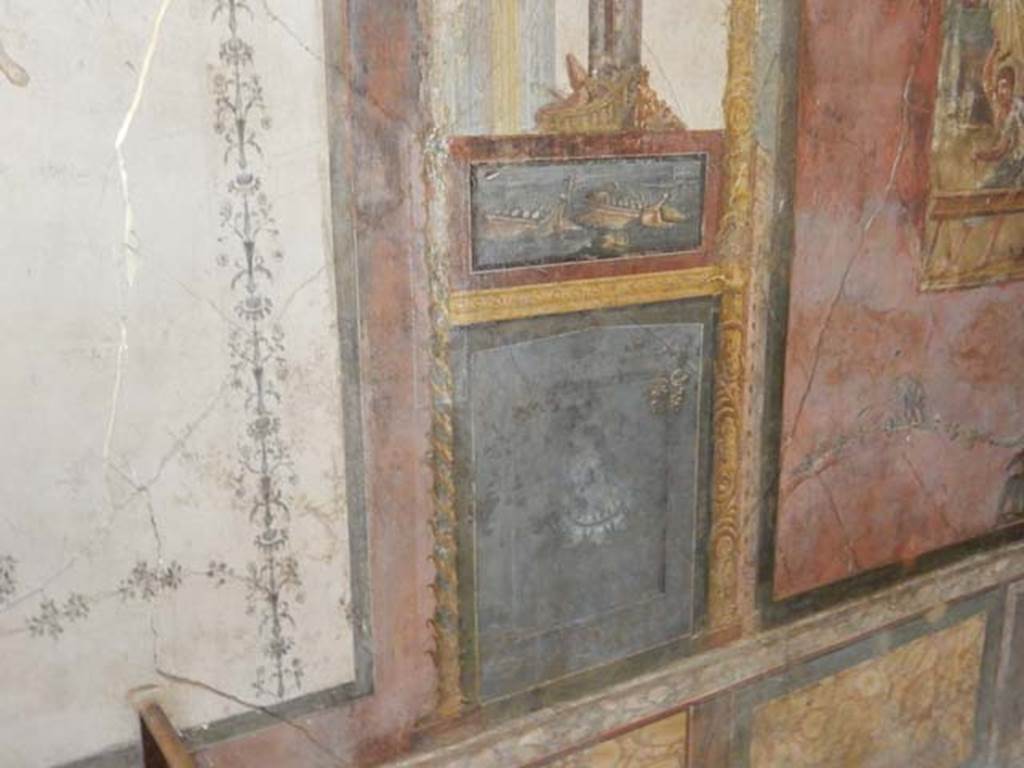 VI.15.1 Pompeii. May 2017. Looking towards the west end and central painting on the north wall. Photo courtesy of Buzz Ferebee.
