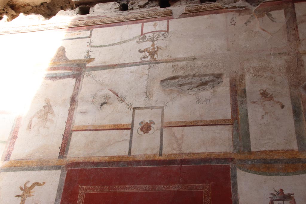 VI.15.1 Pompeii. October 2023. Upper centre of north wall. Photo courtesy of Klaus Heese.