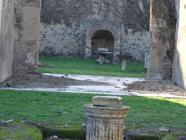 VI.15.5 Pompeii. March 2009. Room 8, looking east across triclinium.